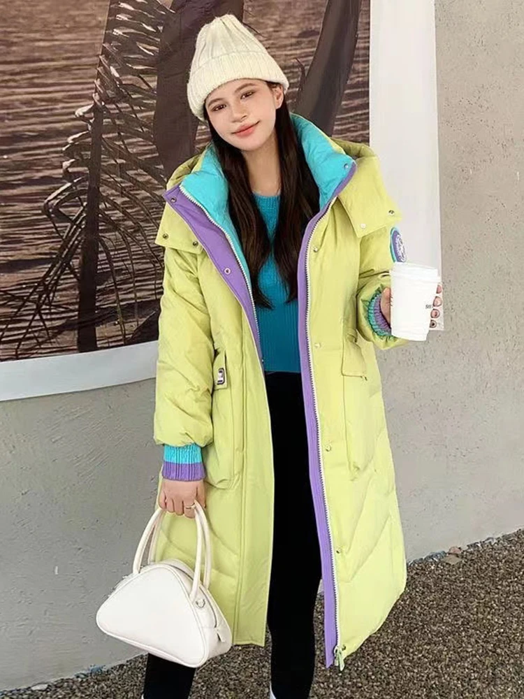 

KBAT Hooded Parkas Women's Winter 2022 Glossy White Down Coat Rainproof Thick Warm Long Down Jacket Overcoat Female Streetwear