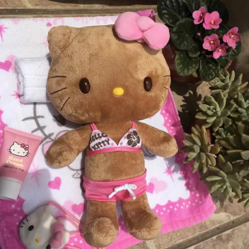 

Cartoon Tanning Hello Kitty Keychain Cute KT Cat Plush Doll Bag Pendant Anime Toy Kawaii Pendant Couple Girl Gift
