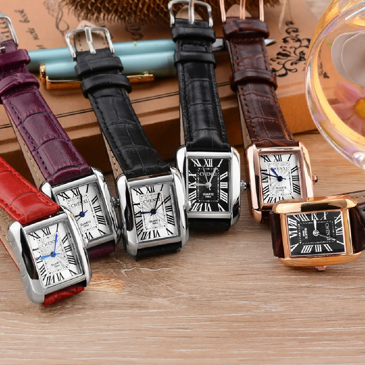 CHENXI Brand Women Red Leather Luxury Quartz Watch Casual Ladies Simple Wrist watch Clock Female Creative Gift montre femme enlarge