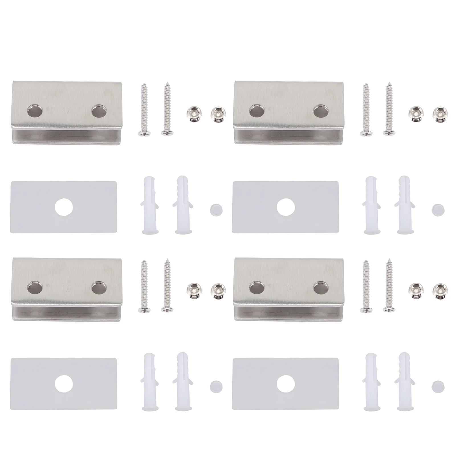 

4 Sets Clips Cabinet Glass Clips Stainless Glass Clips Shower Glass Clamps Glass Shelf Brackets For Home Shelf Glass