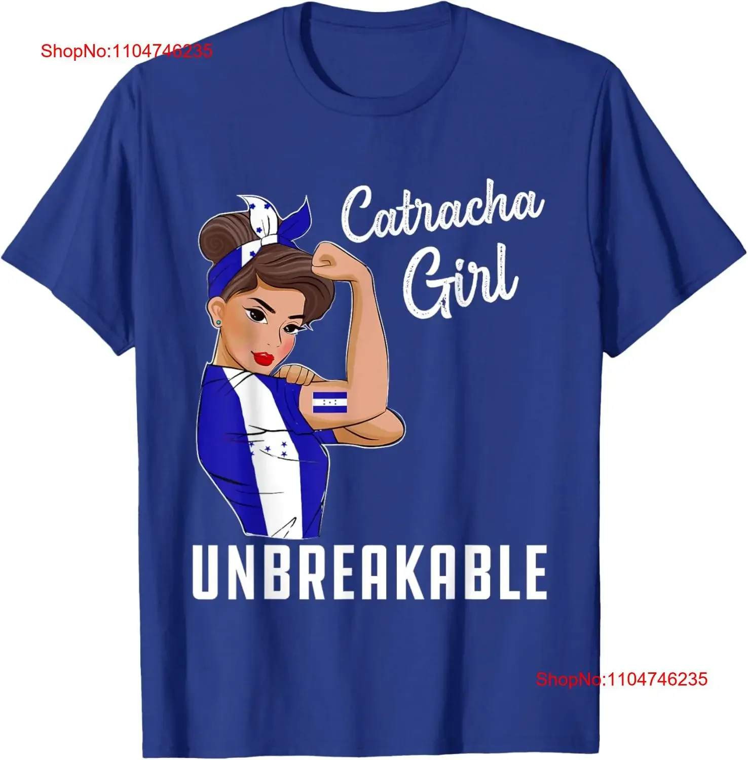Фото Флаг Гондурас Catracha DNA Hondureñas Tegucigalpa Girl Женская футболка винтажная стильная модная дизайнерская одежда с графическим рисунком №1
