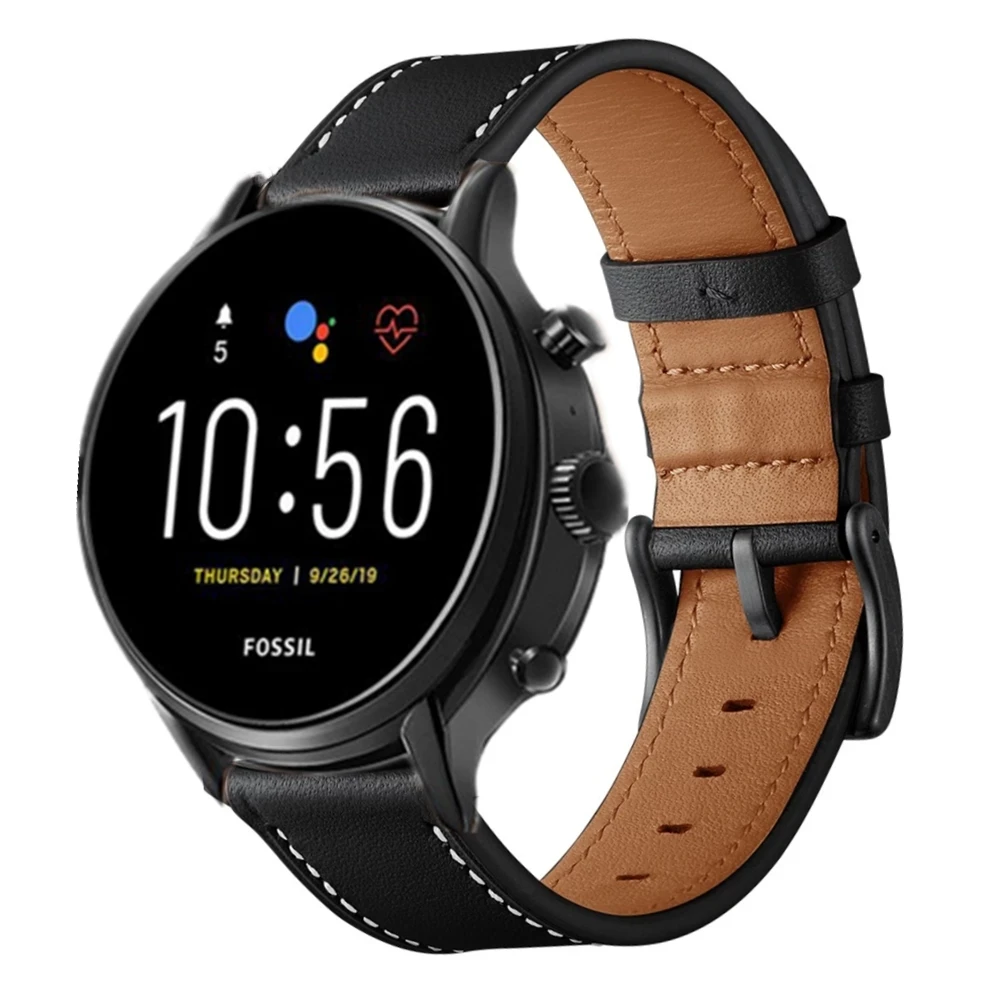 

22mm Genuine Leather Strap For Fossil Gen 5 Carlyle HR Julianna HR Smart Watchband For Fossil Sport 43mm / Explorist HR Gen4 New