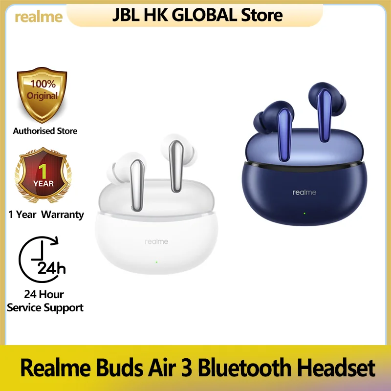 

Realme 100%Original Buds Air 3 Bluetooth Headset Earphone Active Noice Cancelling 546mAh Massiver Battery Headphone Resistant