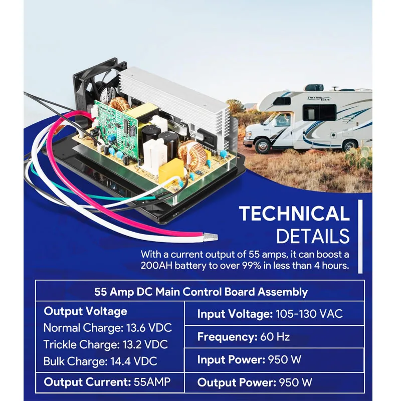 WF-8955-AD-MBA RV Преобразователь мощности 55 Amp DC материнская плата в сборе для серии