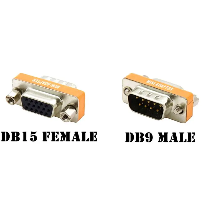 Фото Металлический мини-последовательный порт, 9-контактный дисплей на DB15Pin, конвертер «папа-мама» HD15/DB9 VGA (D-SUB, RGB) №3