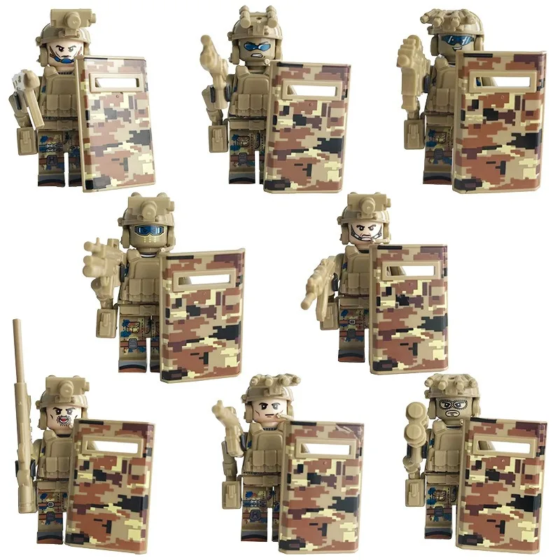 Военный призрак специальная полиция строительный блок кукла щит оружие