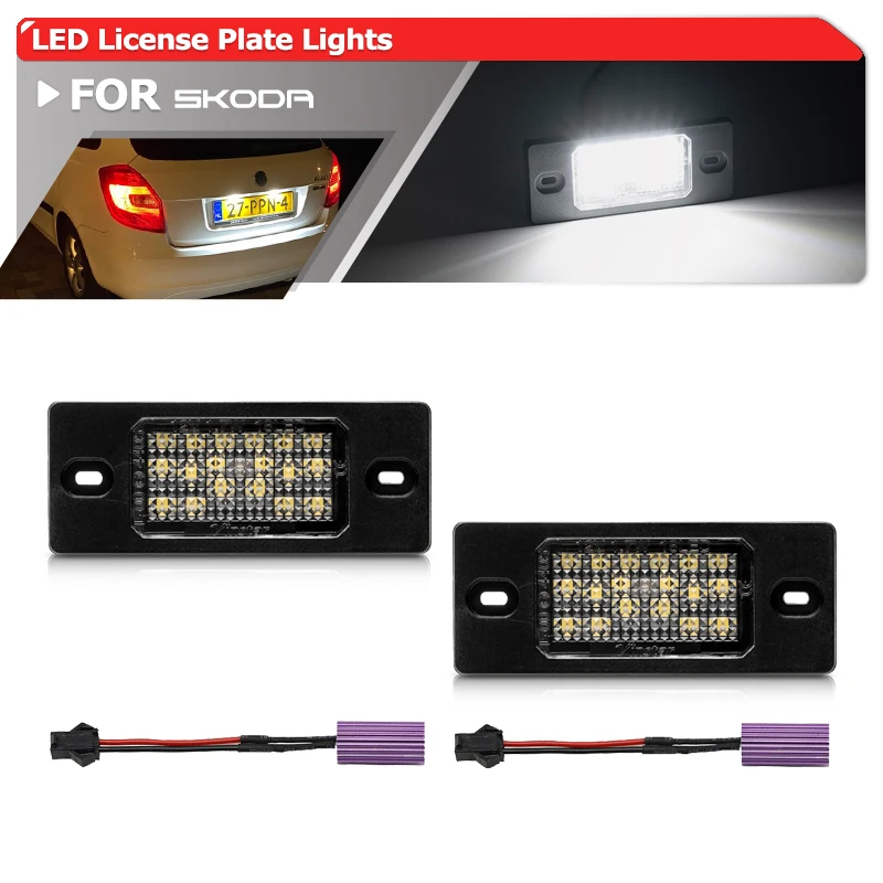 

Светодиодная лампа SMD для номерного знака Skoda Fabia MK1 6Y Canbus, светодиодный светильник с белым светодиодом для автомобиля