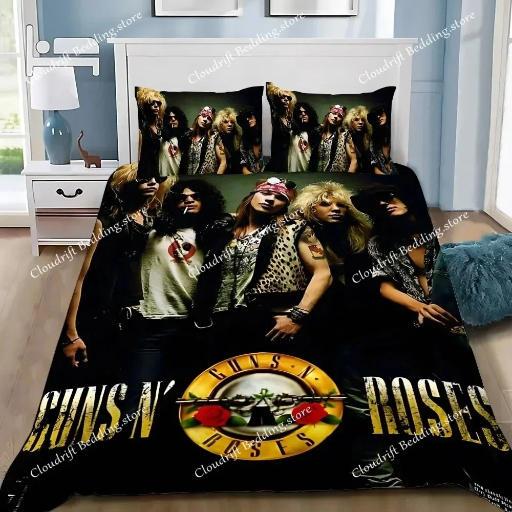 Комплект постельного белья (пододеяльник, наволочки) Hot Band G-Guns N R-Roses для взрослых и детей, для спальни, односпальный, двуспальный, большой размер (art.: 3920d9bf7331b) - 3920d9bf7331b