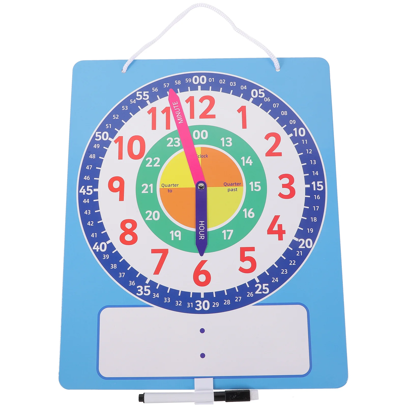 

1 Set Dry Erase Cognitive Indoor Portable Telling Time Teaching Clock Learning Clocks for Toddlers Kids Home Gift