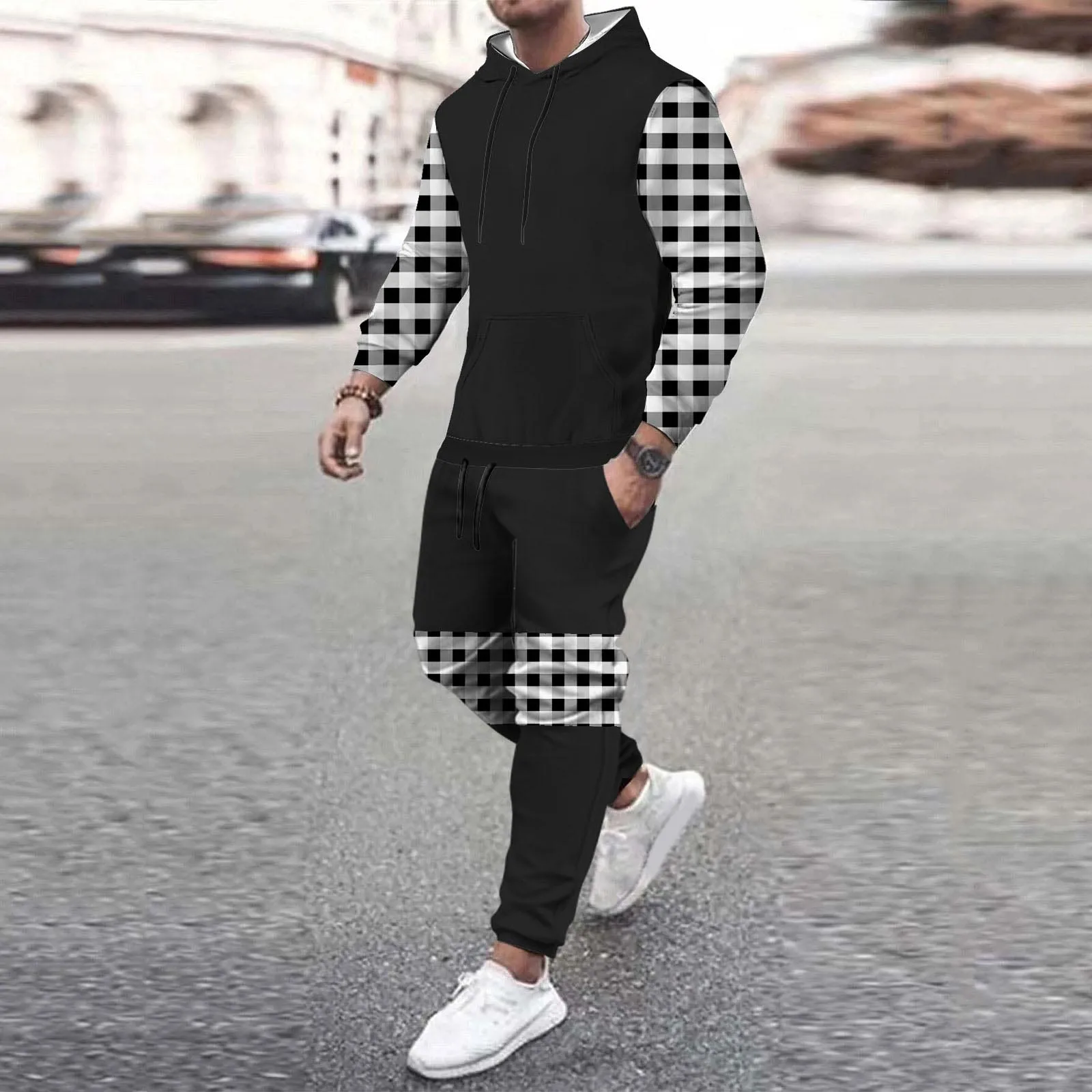 New Style Man Tracksuit 2 Piece Sets Fashion Luxury Long Sleeve T-Shirt Trousers Sports Suits Oversized Casual Men's Clothing