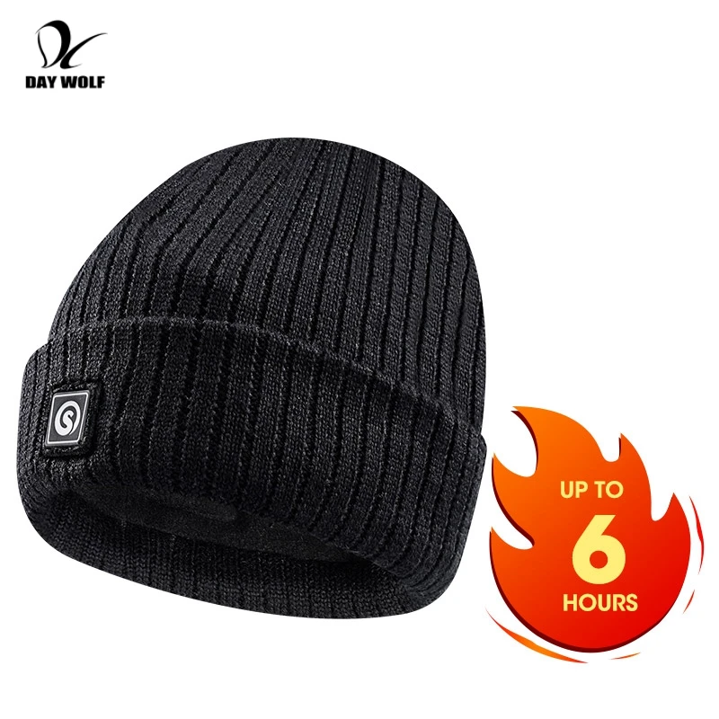 DAY WOLF Electric Motorcycle Heating Cap Winter Heated Hat Rechargeable Snowboarding Accessories Women Cycling Caps  Man Ski