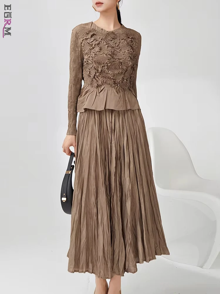 EGRM Miyake Плиссированный комплект из 2 предметов Нишевый дизайн Женские топы с