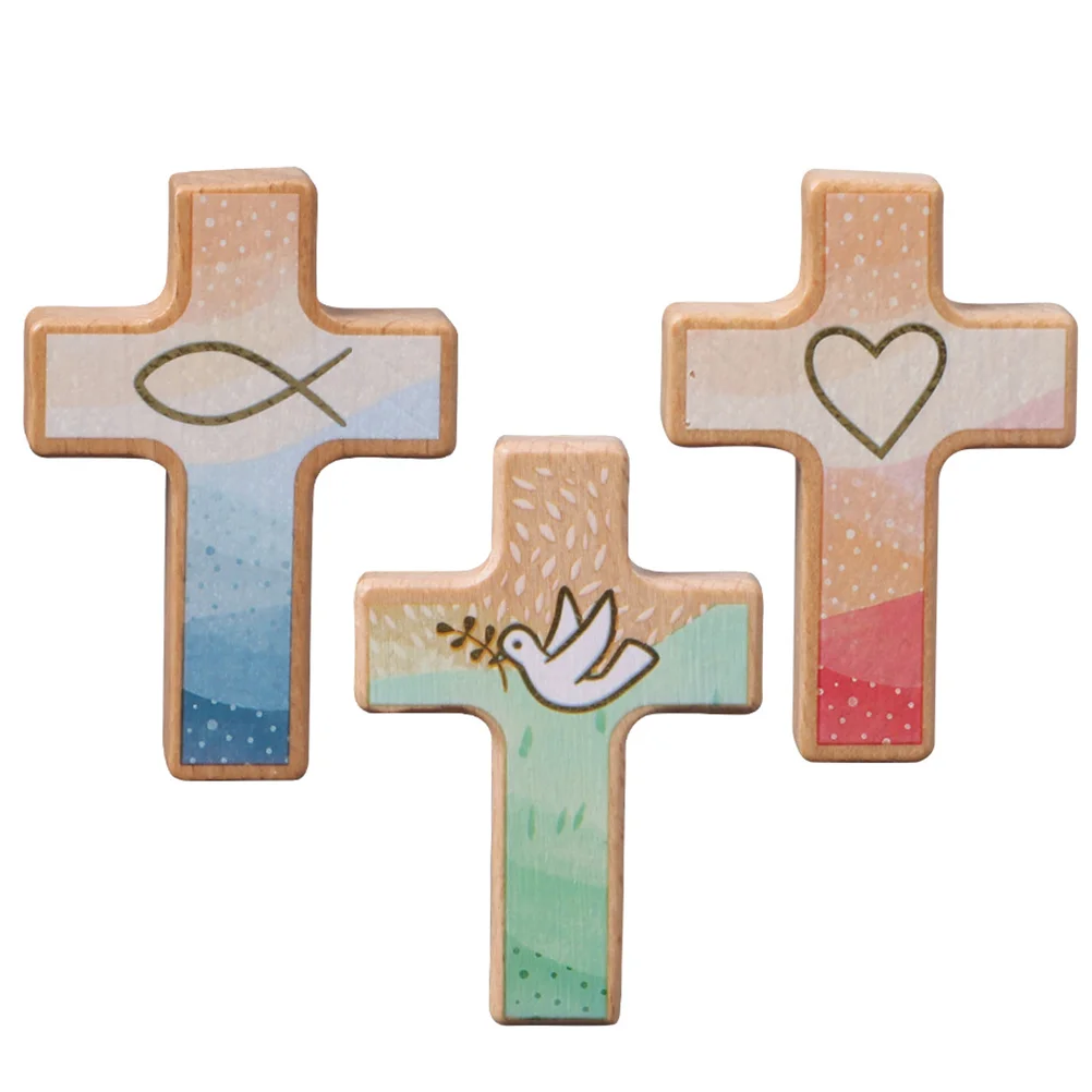 

3 шт. деревянный стоя крест шикарный Святой Крест Декор Новинка Настольный Крест случайный стиль