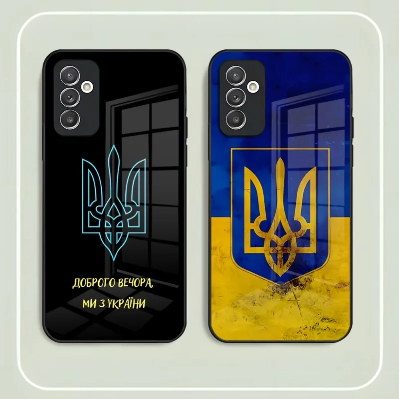 Чехол для телефона с украинским флагом закаленное стекло Samsung S22 S21 S30 S20 Pro Ultra Plus