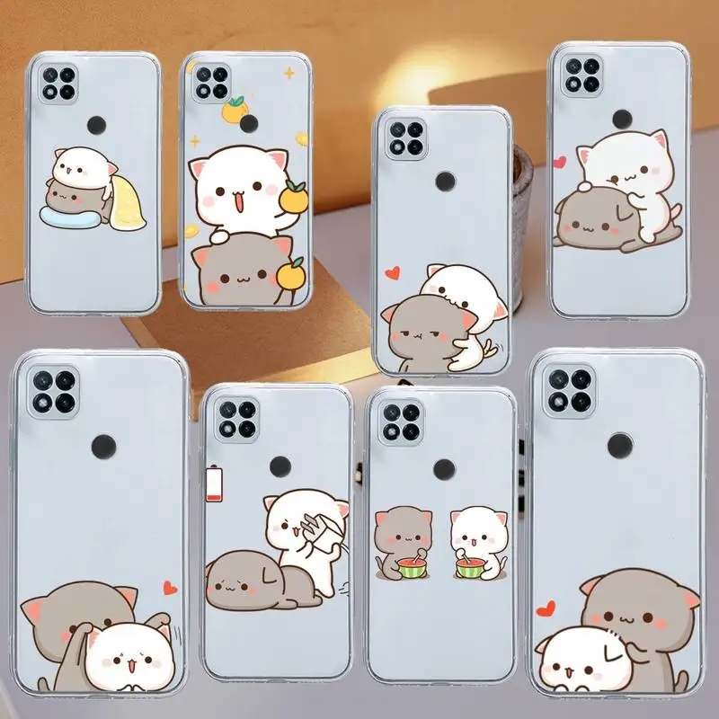 

Mochi Peach Goma Cat Phone Case Transparent for Xiaomi redmi note x f poco 10 11 9 7 8 3 i t s pro cover shell coque