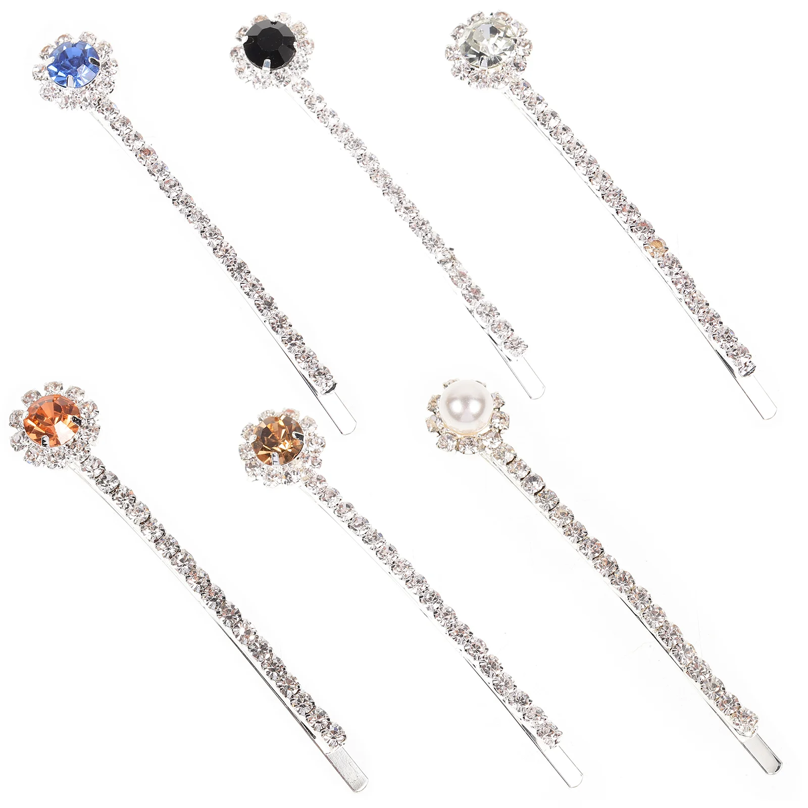 

6 Rhinestone Hair Metal Bobby Hair Clip Hair Barrettes for Hair Styling Jewelry Hair for Ladies Students