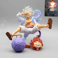 anime one piece two head with light luffy gear 5 action figure sun god luffy nika pvc action statue collectible model doll toys