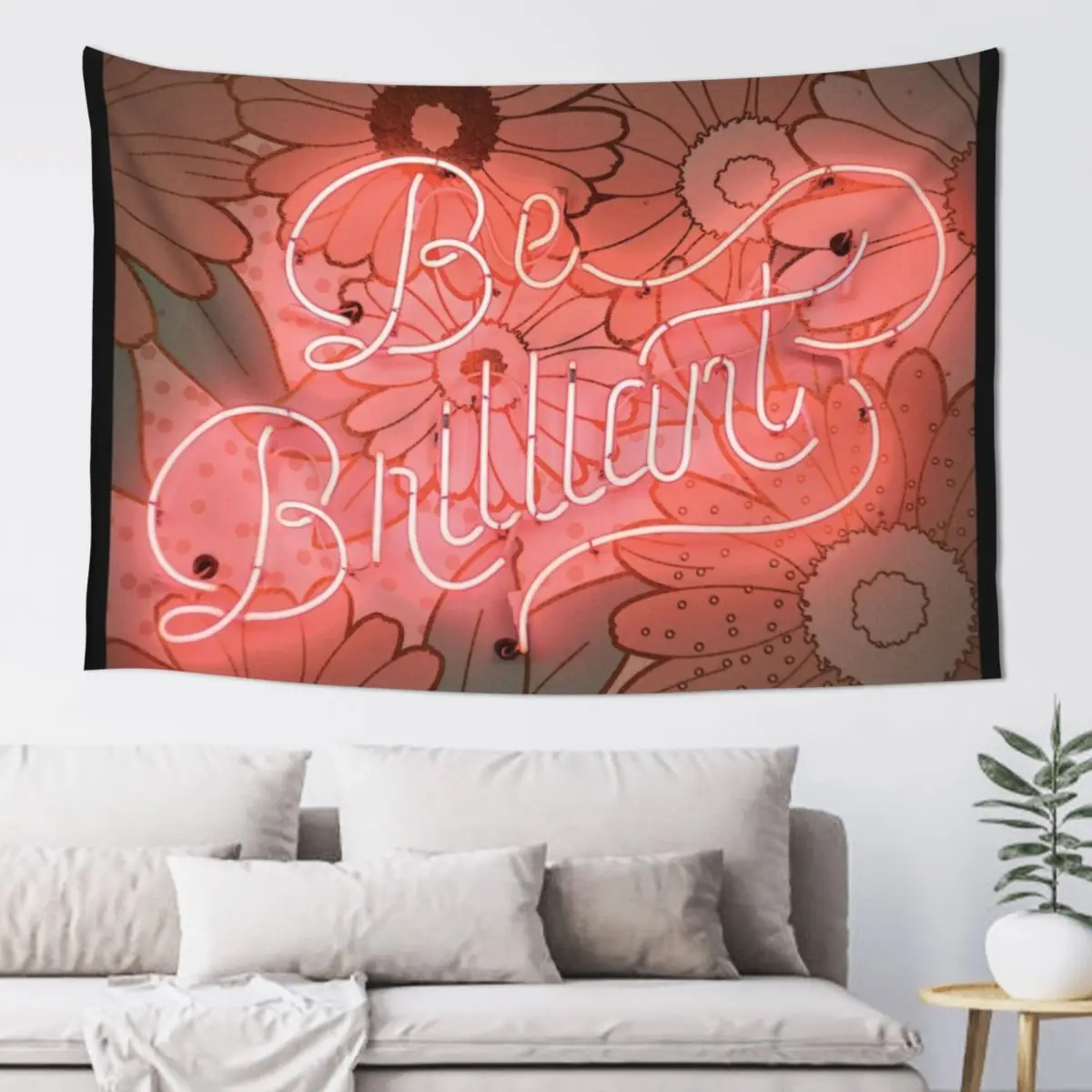 Be Brilliant Неоновая вывеска Гобелен Украшение гостиной Эстетический декор комнаты