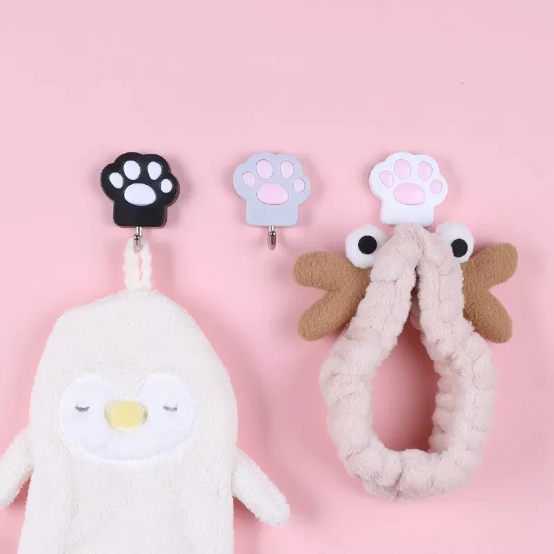 

2023NEW Cute Cat Paw Free Punching Door Without Trace Nail Small Hook Clothes Hook Mounted Wall Hook Wall Hooks Decorative