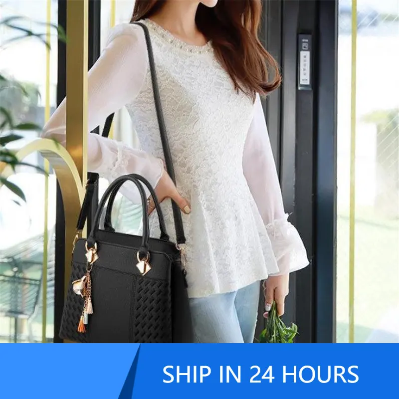 

Fashion Women Handbags PU Leather Tassel Totes Bag Top-Handle Embroidery Crossbody Bag Shoulder Bag Lady Simple Hand Bags 40#23