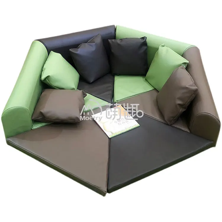 Мягкий модульный коврик-уголок Moetry Natural Color Hexagonal для чтения с подушкой, для детей, для детского сада, класса, игровой мебели (art.: 3920d8cd515d4) - 3920d8cd515d4
