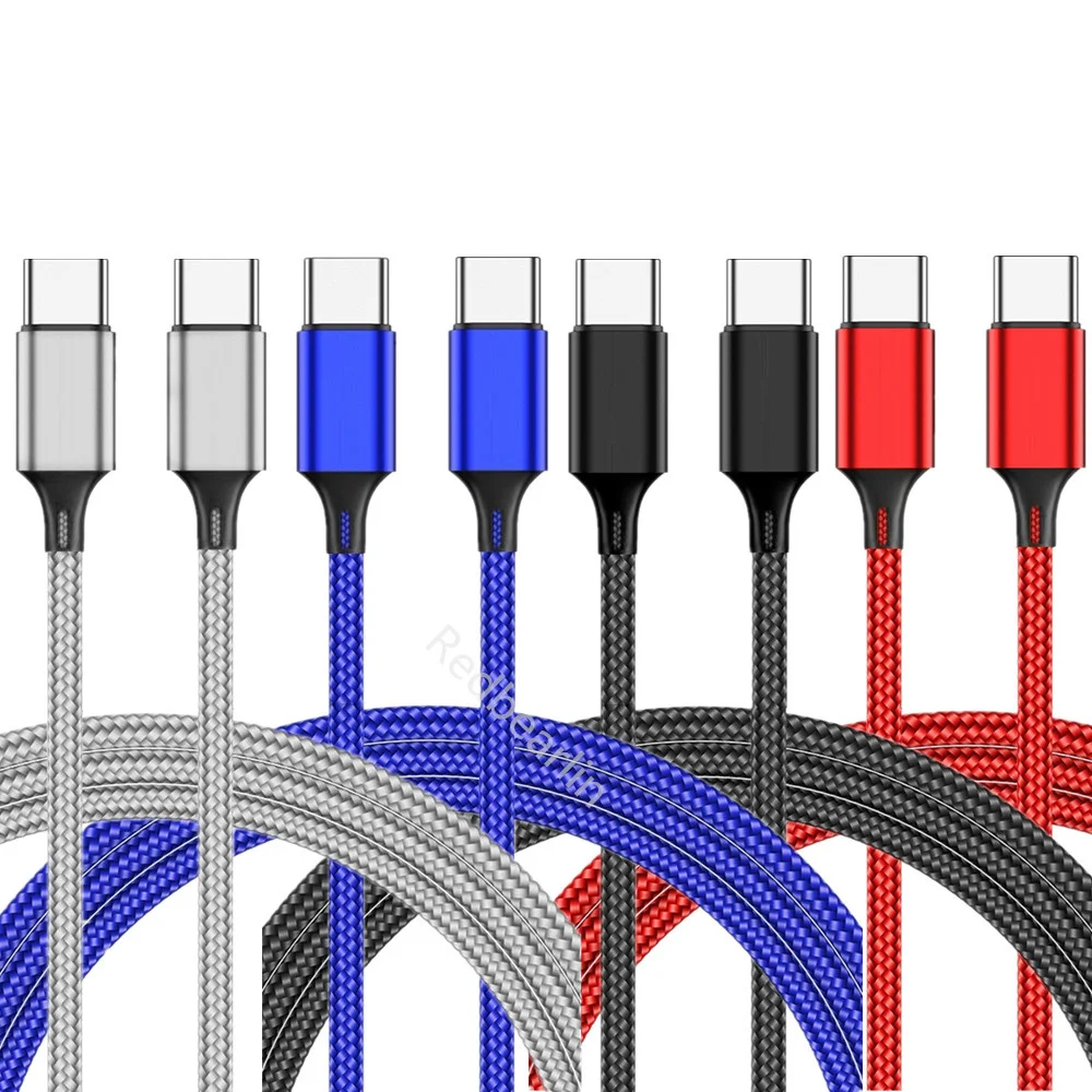 

60W 3A Fast Quick Charging Type c to Type c USb-C PD USb Cable Fabric Nylon Cables For Samsung s10 s20 s22 htc lg xiaomi huawei
