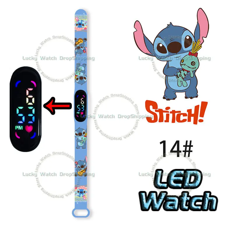 Disney Stitch Kid Digital Watches Cartoon Action Figure Anime LED Touch Waterproof Electronic Kids Sports Watch Birthday Gifts images - 6