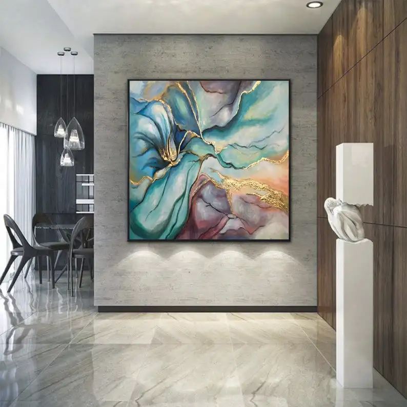 

Abstract Living Room Wall Art Large Abstract Original Painting Colorful Painting Gold Painting Oil Abstract Artwork Oil Canvas