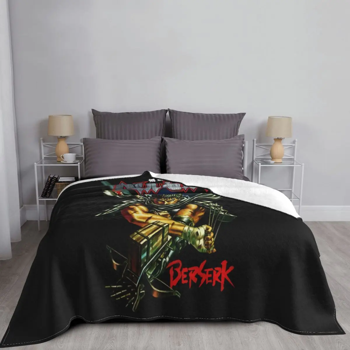 

Manta de Manga de animé japonés Berserk, colcha a cuadros para cama, 150