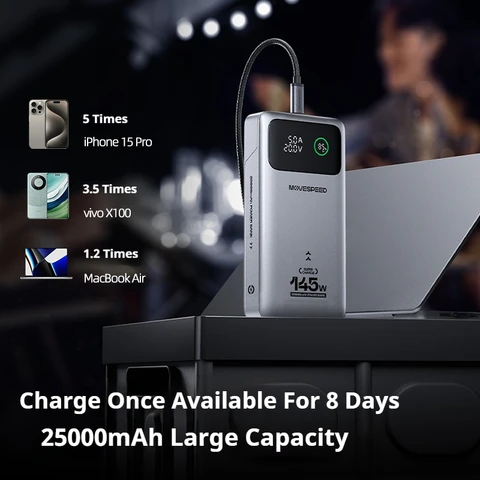 MOVESPEED M25Pro 25000 мАч Power Bank высокой мощности 140 Вт Тип C Мобильный внешний аккумулятор с быстрой зарядкой для iPhone16pro Max MacBook Ноутбук