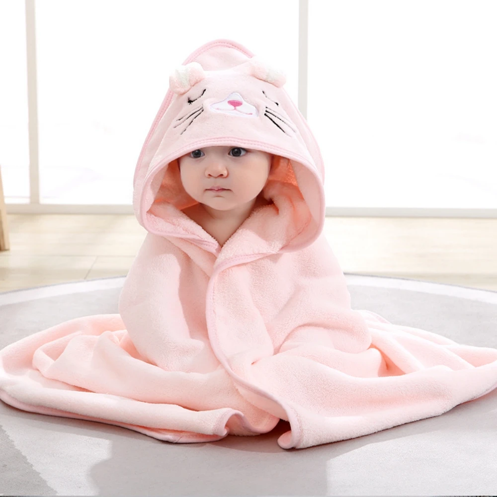 

Baby Blanket Fleece Hooded Toddler Soft Bath Towel Rabbit Design Infant Boys Girls Swaddling Wrap Cartoon Newborn Baby Bath Robe