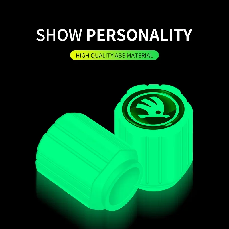 Светящиеся колпачки клапанов Ночная светящаяся автомобильная шина декор для Skoda