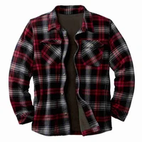 autumn and winter new patch pocket plaid shirt long sleeved loose plus velvet thick coat for men