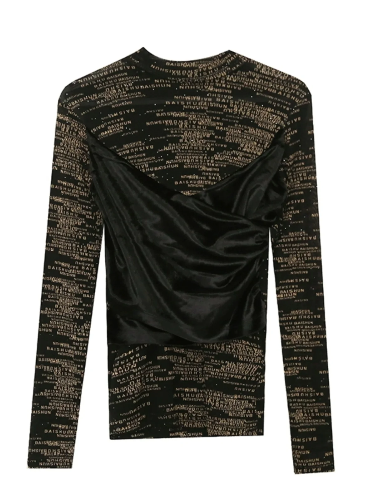 Женская сетчатая Водолазка с длинным рукавом черная эластичная облегающая