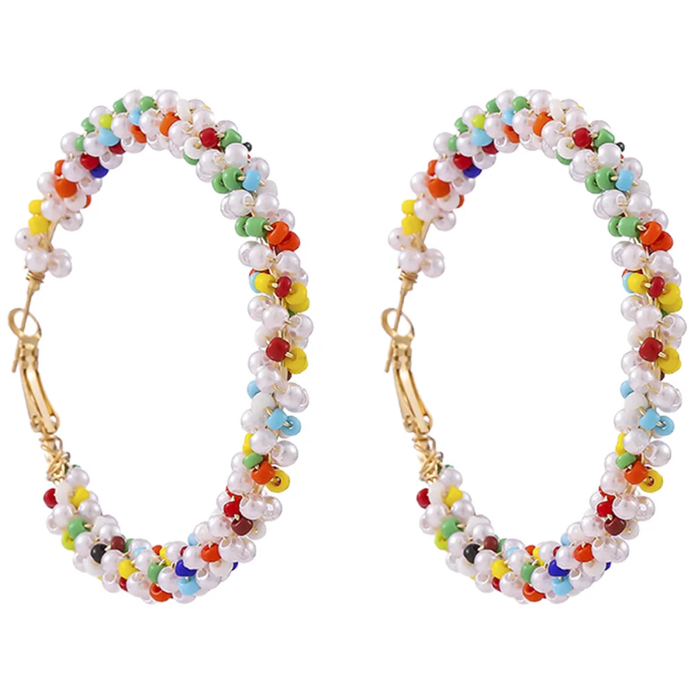

Colorful Rice Bead Earrings Fashion Women Minimalist Dangle Street Photography Statement Metal Jewelry Women's Studs