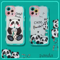 2022 new cute panda phone case for iphone 11 12 13 pro max x xs xr max 7 8 plus shockproof soft camera protection back cover