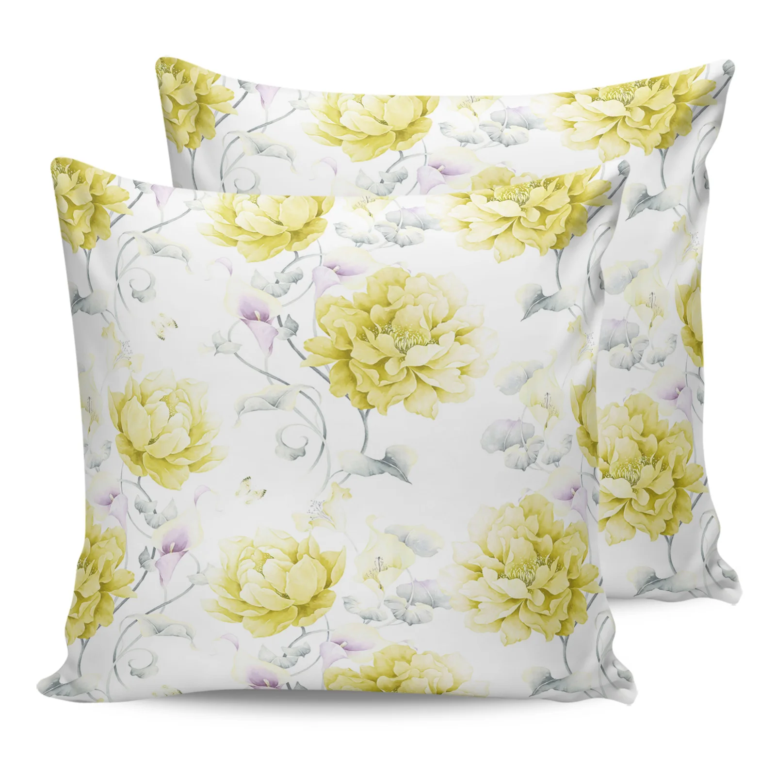 

Yellow Watercolor Flower Retro Pillow Case Set for Living Room Sofa Decor Pillow Cover Bedroom and Home Decorative Pillowcases