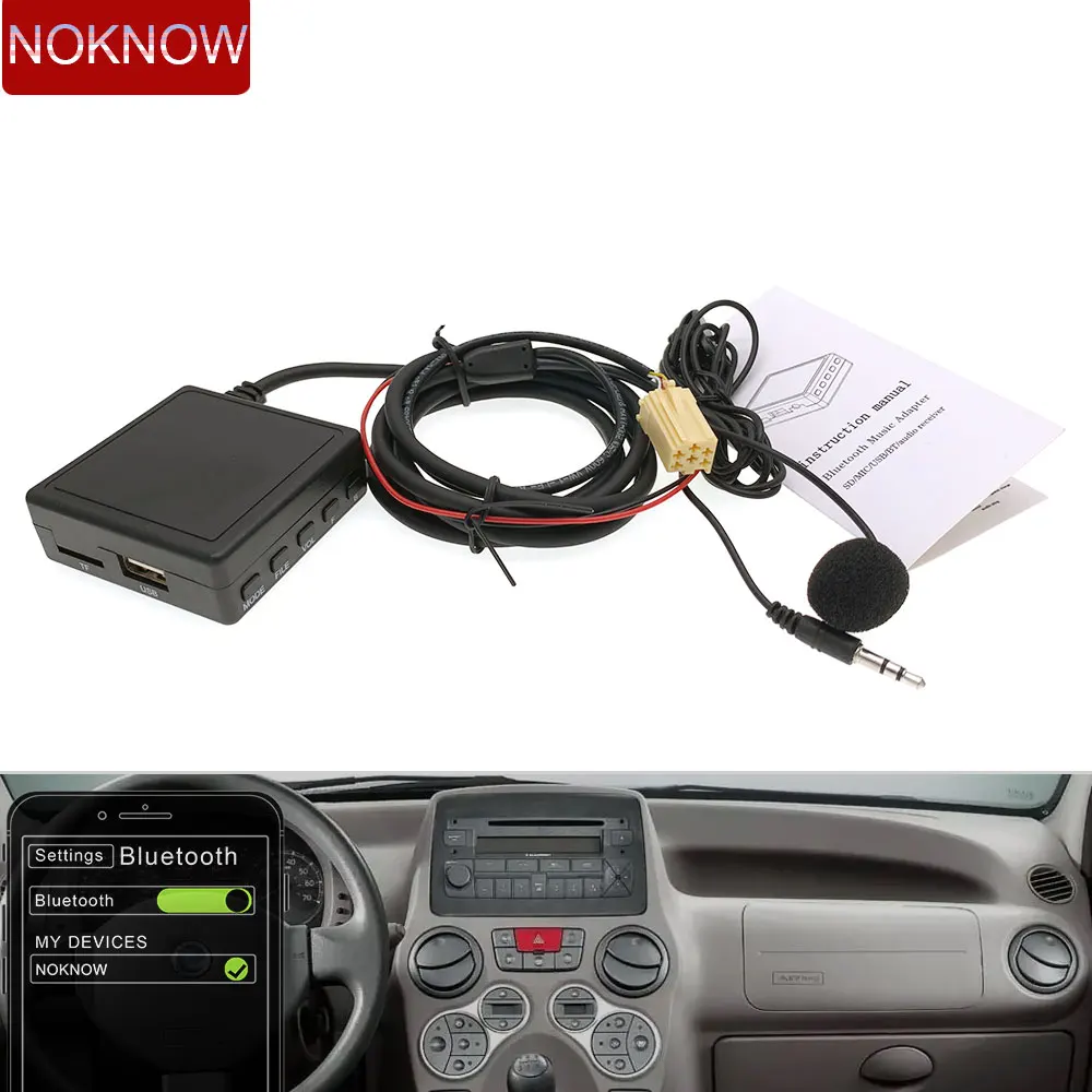 

6Pin Car Bluetooth USB Aux Audio Adapter Microphone Handsfree Cable for Alfa Romeo 159 Fiat 500 LANCIA Musa