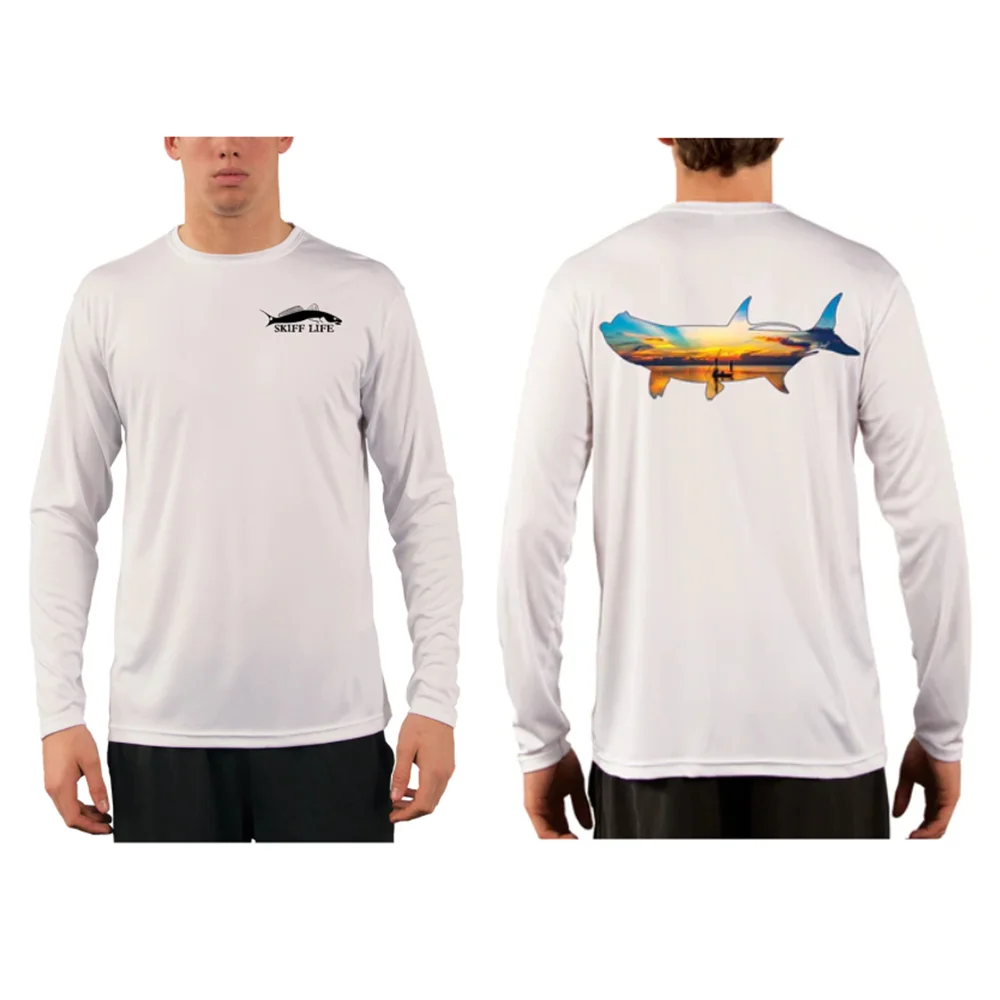 

SKIFF LIFE Fishing Shirts Men's Long Sleeve Breathable Shirts Sun Protection UPF 50 Pro Fishing Tournament Tops Camisa De Pesca
