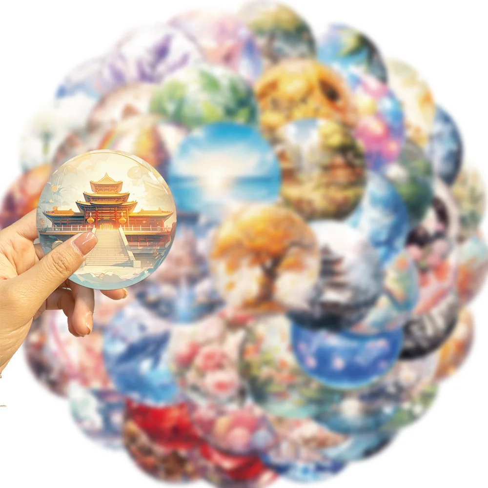 

10/50 шт., водонепроницаемые наклейки «Мир в стеклянном шаре»