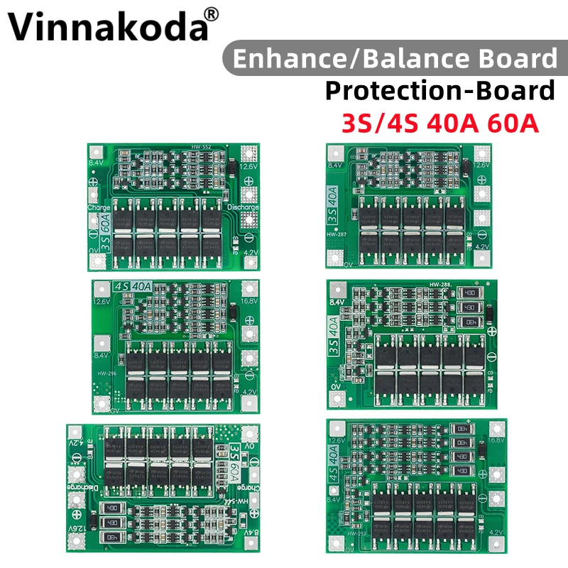 

3S 4S 40A Li-ion Lithium Battery 18650 Charger PCB BMS Protection Board with Balance For Drill Motor 14.8V 16.8V Lipo Module