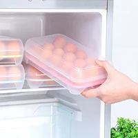 kitchen large capacity 15 grid egg storage box for refrigerator clear plastic picnic egg fresh storage container organizer bin