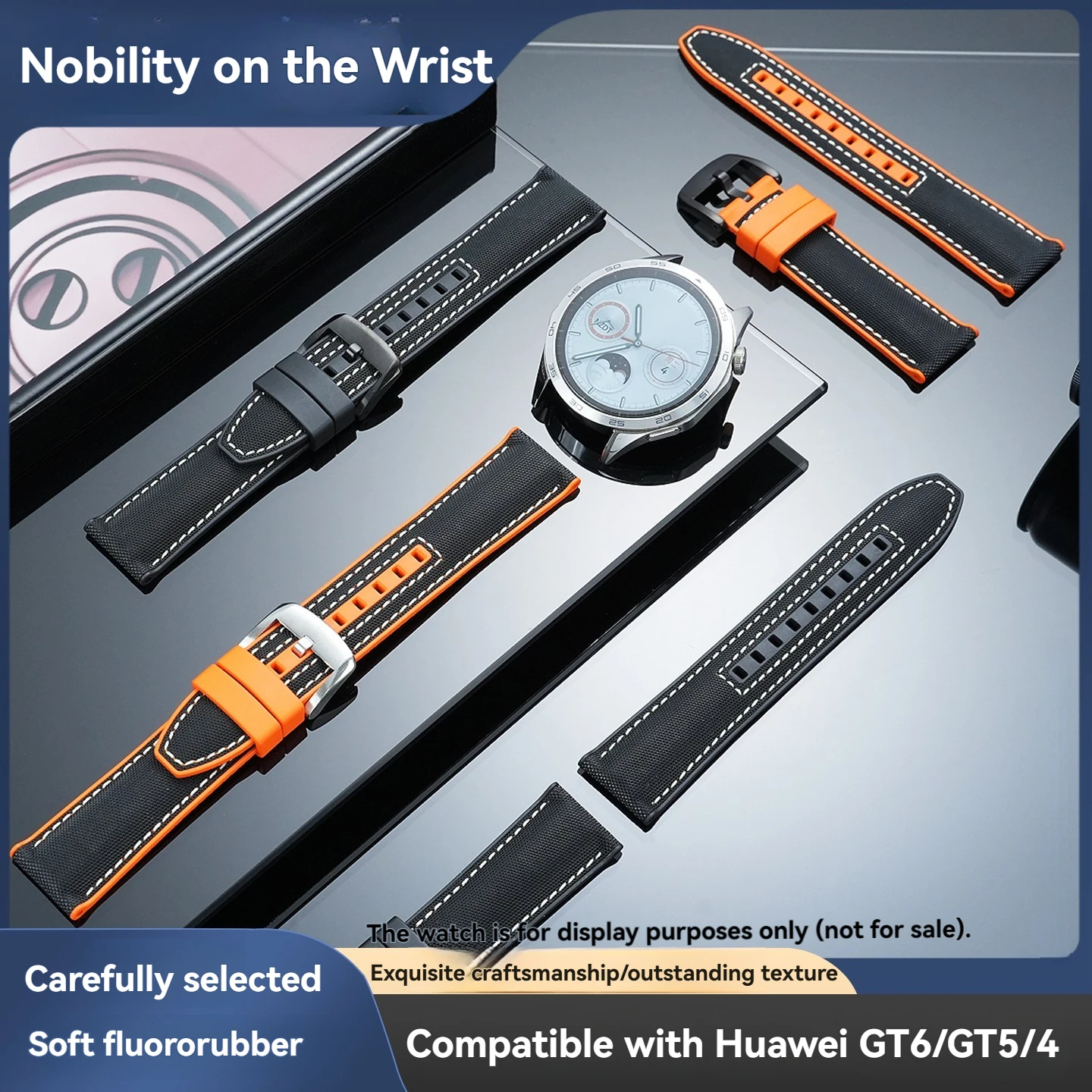 Фото Силиконовый ремешок для Huawei GT5/GT4/GT2, Watch5/4, Sports 3Pro, Magic2, 5Ultra, GS4, Haylou, GS3i, водонепроницаемый, сменный ремешок на запястье. №4