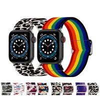 soft strap for apple watch 7 41mm 45mm 42mm 44mm 38mm 40mm loop rainbow leopard nylon band for iwatch series se654321