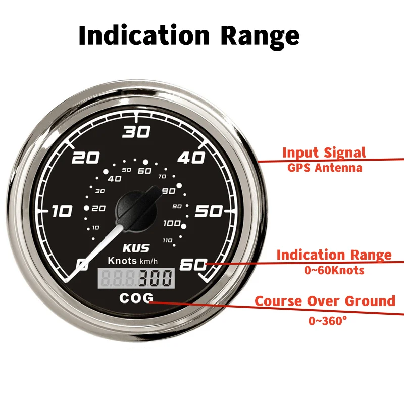 KUS 0-60Knots Белые GPS-спидомеры 85 мм ЖК-дисплей Скорость миляметры 0-110 км/ч Морской