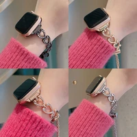 heart shaped women bracelet for apple watch 7 band series 6 se 5 4 3 metal strap 41mm 45mm 40mm 44mm diamond belt
