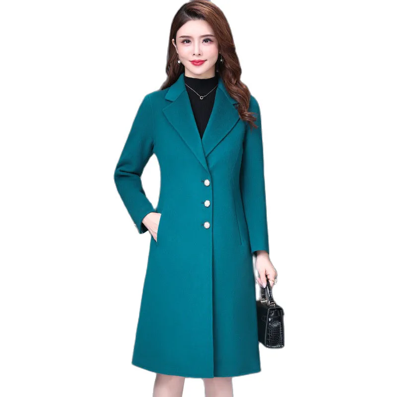 

Осень-зима 2022, новое модное шерстяное пальто, женское корейское облегающее универсальное шерстяное пальто для женщин среднего возраста, плотная теплая элегантная верхняя одежда