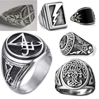 Винтажные кольца в стиле панк Lightning кольца сатаны крест кольца, Люцифер мужской ювелирной моды шестигранник в готическом стиле, ювелирные изделия для мужчин