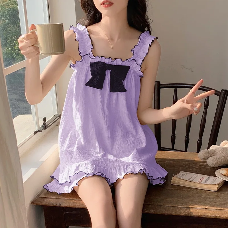 Women's Pajamas Suspender Shorts Set Cute Cotton Cartoon Breathable and Loose Fitting Home Clothing Summer Kawaii  Sleepwear