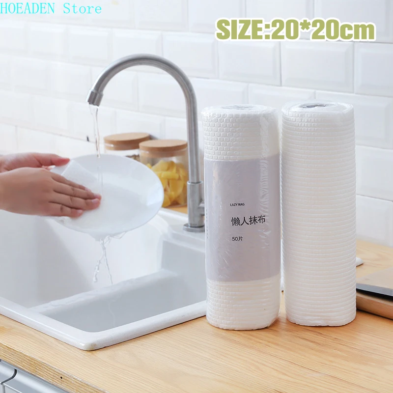 50Pcs/Roll From Reusable Lazy Rags Bamboo Towels Wet And Dry For Kitchen Dishcloths Towel Rolls Organic Dishes Cloth